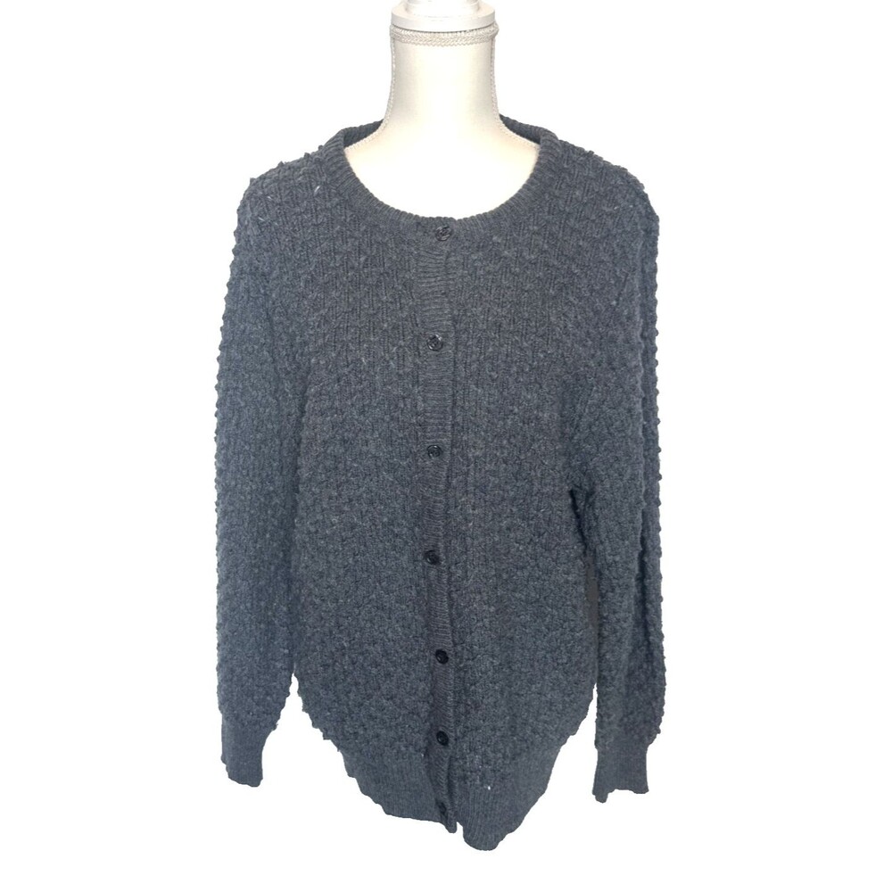 Vintage Grandpa Cardigan Sweater Bobble Stitch Wool XL Multicolor Grandpacore